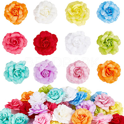 36Pcs 12 Colors Silk Rose Flower AJEW-GF0007-01-1