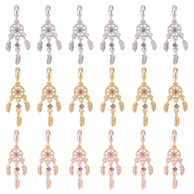 18Pcs 3 Colors Rack Plating Alloy European Dangle Charms FIND-DC0001-25-1