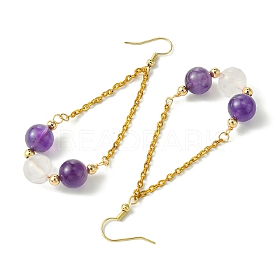 Natural Amethyst & Rose Quartz Dangle Earrings EJEW-JE05998-1
