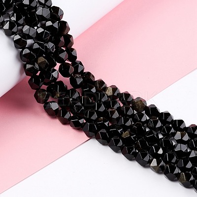 Natural Golden Sheen Obsidian Beads Strands G-C229-01B-1