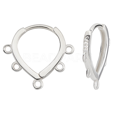 2 Pairs 925 Sterling Silver Hoop Earring Findings STER-BBC0007-15-1