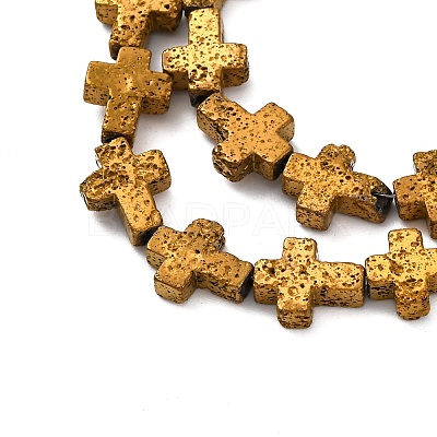 Electroplated Natural Lava Rock Beads Strands G-A256-A01-01B-1