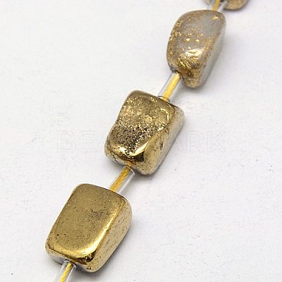 Electroplate Natural Drusy Quartz Crystal Cuboid Beads Strands G-L043-07-1