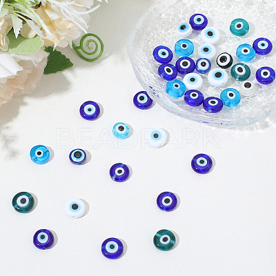 50Pcs 5 Colors Handmade Evil Eye Lampwork Beads LAMP-PA0001-30-1