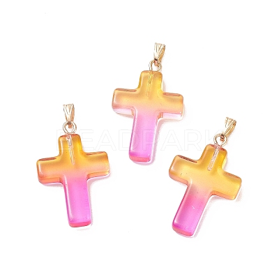 Two Tone Transparent Glass Pendants GLAA-A004-02B-1