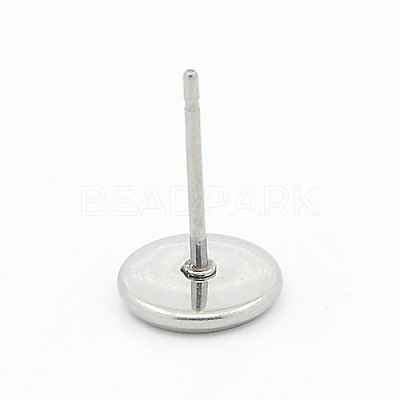 Tarnish Resistant 304 Stainless Steel Flat Round Stud Earring Settings X-STAS-I017-04-1