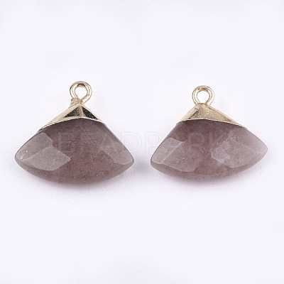 Electroplate Natural Strawberry Quartz Pendants X-G-T112-04B-1