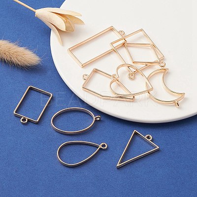 10Pcs Alloy Open Back Bezel Pendants PALLOY-YWC0002-02LG-1