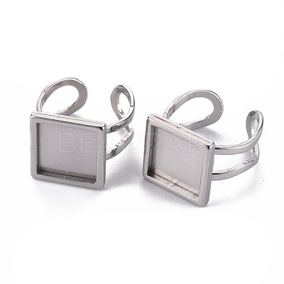 Non-Tarnish 201 Stainless Steel Cuff Pad Ring Settings X-STAS-S080-041B-P-1