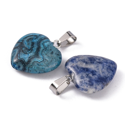 Heart Natural & Synthetic Mixed Stone Pendants X-G-Q438-M-1