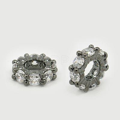 Brass Cubic Zirconia European Beads ZIRC-F001-101B-1