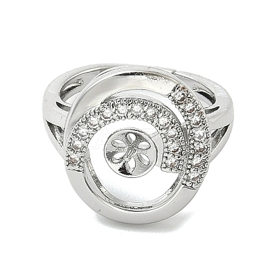 Brass Micro Pave Cubic Zirconia Adjustable Cup Peg Ring Settings KK-B166-03P-1