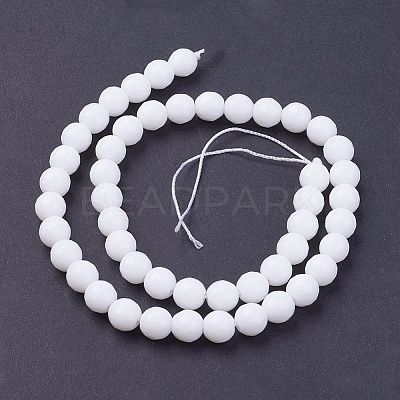 Natural White Jade Bead Strands G-R166-8mm-22-1