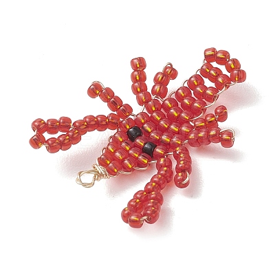 Glass Seed Beaded Pendants PALLOY-MZ01254-01-1