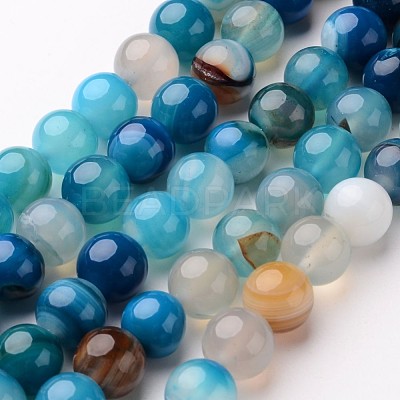 Natural Striped Agate/Banded Agate Beads Strands G-D845-01E-10mm-1
