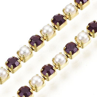 Brass Rhinestone Strass Chains CHC-N017-001A-A10-1