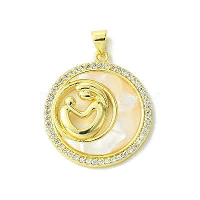 Mother's Day Brass Micro Pave Clear Cubic Zirconia Pendants KK-H472-13G-10-1