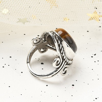 Natural Tiger Eye Adjustable Rings RJEW-I108-01AS-12-1