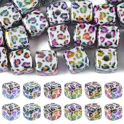 30Pcs UV Plating Opaque Acrylic Beads OACR-FS0002-56-1