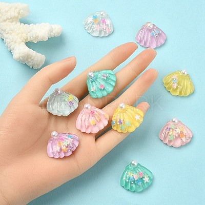 10Pcs 5 Colors Ocean Theme Translucent Resin Cabochons RESI-YW0001-52-1