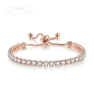Brass Micro Pave Clear Cubic Zirconia Slider Bracelets for Women WG7A039-01-1