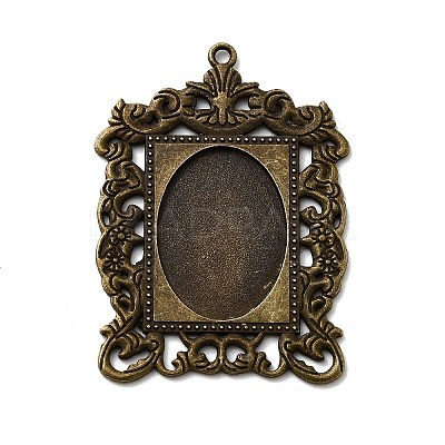 Rectangle Tibetan Style Alloy Big Pendant Cabochon Settings X-PALLOY-K109-77AB-NR-1