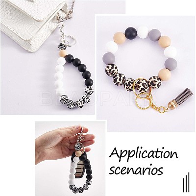 100Pcs 15mm Silicone Beads Cow Print Zebra Print Leopard Print Animal Print Silicone Beads Bulk for Keychain Bracelet Necklace DIY Crafting Making JX311A-1