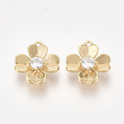 Brass Cubic Zirconia Charms KK-S350-289-1