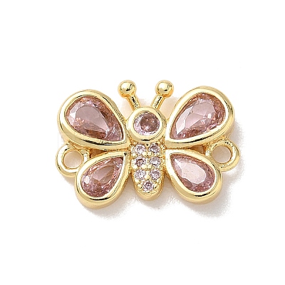 Brass Pave Cubic Zirconia Butterfly Links Connector Charms KK-L268-028G-1