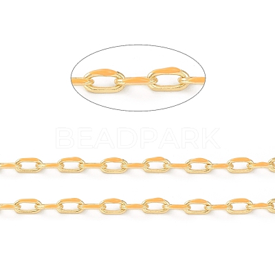Handmade Golden Brass Enamel Link Chains CHC-M021-66B-05-1