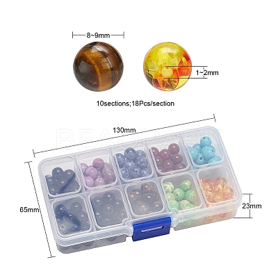 180Pcs 7 Style Natural & Synthetic Gemstone Beads G-YW0001-13-1