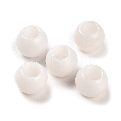 Natural White Jade European Beads G-R488-01H-1