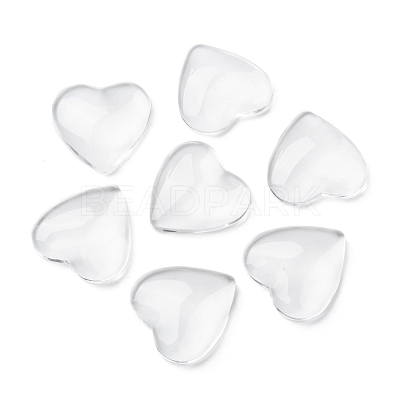 Transparent Glass Heart Cabochons X-GGLA-R021-20mm-1