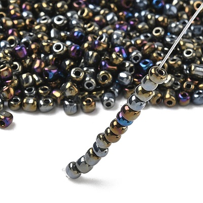 6/0 Electroplated Metallic Colours Round Glass Seed Beads X-SEED-A009-4mm-602-1