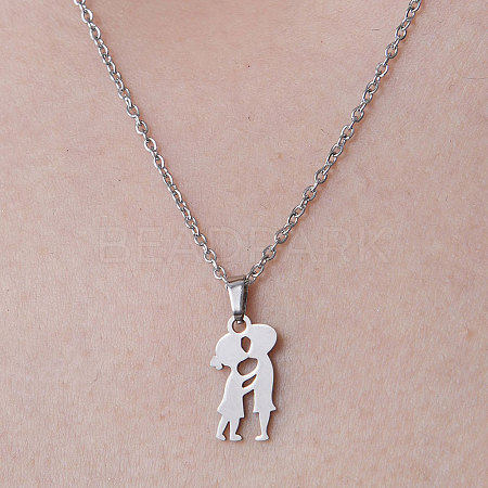 Non-Tarnish 201 Stainless Steel Lovers Pendant Necklace NJEW-OY001-05-1