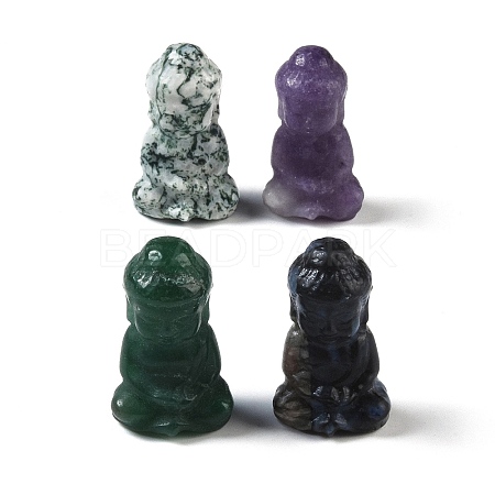 Natural Mixed Gemstone Carved Buddha Figurines DJEW-M015-06-1