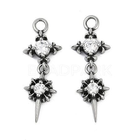 316 Surgical Stainless Steel Micro Pave Cubic Zirconia Pendants LS-STAS-G349-03AS-02-1