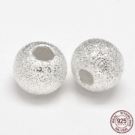 Round 925 Sterling Silver Textured Beads STER-F012-23G-1