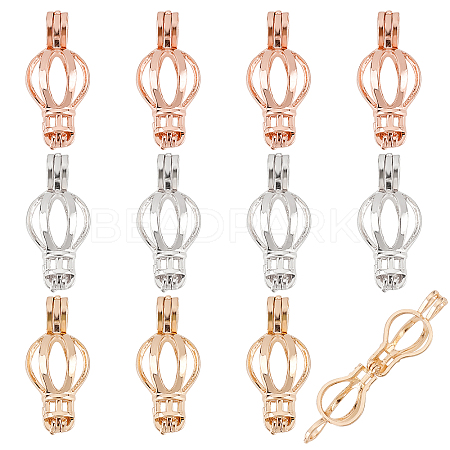 ARRICRAFT 12Pcs 3 Colors Alloy Bead Cage Pendants FIND-AR0001-60-1