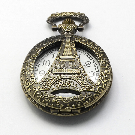 Vintage Hollow Zinc Alloy Quartz Watch Heads for Pocket Watch Pendant Necklace Making WACH-R005-03-1