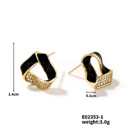 Shiny Fashionable Geometric Triangle Earrings with Diamonds PK5710-1-1