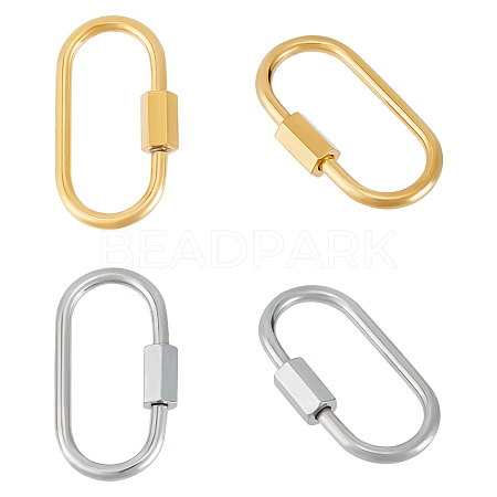 Unicraftale 4Pcs 2 Colors 304 Stainless Steel Screw Carabiner Lock Charms STAS-UN0053-34-1