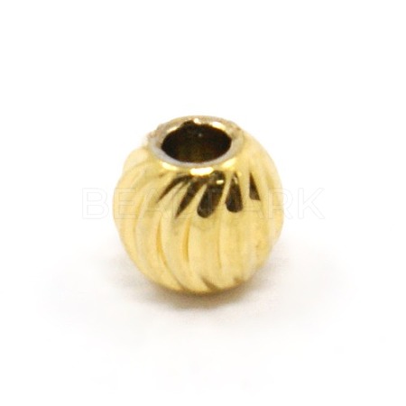 Brass Corrugated Round Spacer Beads KK-D333-04G-1