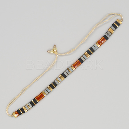 Vintage Ethnic Style Adjustable Glass Tila Beaded Handmade Slider Bracelets for Women ZN9527-8-1