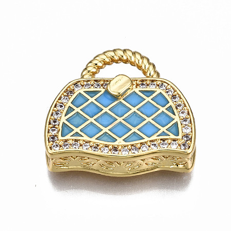 Brass Micro Pave Cubic Zirconia Enamel Pendants ZIRC-Q200-021A-NF-1