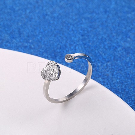 Stylish Adjustable Stainless Steel Heart Cuff Rings for Women CD3807-7-1