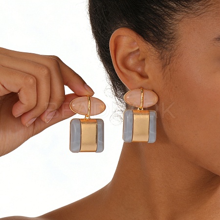 Alloy Resin Stud Earrings for Women WG7DF4E-01-1