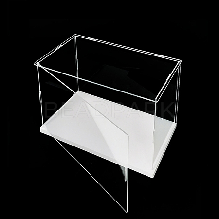 2-Tier Transparent Plastic Action Figures Organizer Display Boxes with Door ODIS-WH0002-75-1