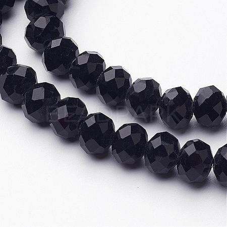 Rondelle Opaque Solid Color Faceted Glass Beads Strands X-EGLA-J047-8x6mm-07-1