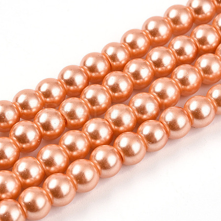 Baking Paint Pearlized Glass Pearl Round Bead Strands HY-Q003-6mm-36-A-1